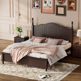 ZNTS Queen Size Wood Platform Bed Frame,Retro Style Platform Bed with Wooden Slat Support,Dark Walnut WF308185AAD