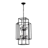 8-Light Metal Lantern Tiered Pendant Hanging Light Fixtures, Industrial Farmhouse Adjustable Height W1592P247044
