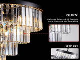 (Same as W1340P188535/L5002-600-B) 24" Luxury Crystal Chandelier with Black Finish Elegant W1340P189339