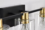 5-Light Matte Black Matte Gold Color Bathroom Light Fixtures, Modern Vanity Lights with Glass W1592P278372