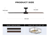 52 inch Modern Ceiling Fan with Lights,Remote Control, 3 Plywood Blades,6-Speed,Dimmable, Noiseless 85199647