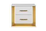 Contemporary Style 2-Drawer Nightstand Made with Wood & Gold Finish B009P152663