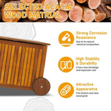 57 Gallon Outdoor Wood Storage Container with 2 Wheels, 2 in 1 Mutifunctional Garden Storage Bench 33551199