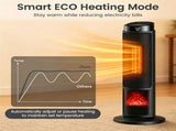 Black 1500W PTC Portable Fireplace Space Heater, Quiet 35dB Electric Heater with Tip-Over Overheat 01488461