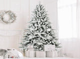7ft Flocked Christmas Tree with 1514 Tips, Realistic PEPVC Snowy Hinged Tree with Metal Stand, Full 02903371