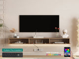 Floating TV Stand Wall Mounted with 16 Color LEDs,69" Modern TV Stand, Floating TV Cabinet W1321P289278