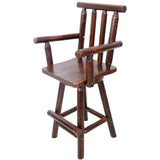 Rustic Bar Stool - Fir Wood Construction, Chair with Footrest,Wide Armrest, Rustic Kitchen Stool, W465P221173