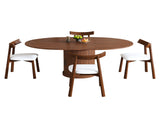 59" Extendable Oval Dining Table Set with 4 Walnut Chairs, 47-59" Rail-Free Expandable Table & 50928517