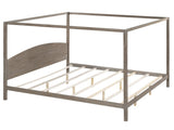 King Size Canopy Platform Bed with Headboard and Support Legs, Brown Wash WF309291AAD