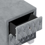 Elegant Velvet Nightstand with 2 Drawers and Crystal Handle, Storage Bedside Table with N733P210398E