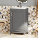 20 Inch Modern Small Bathroom Vanity Cabinet With Ceramic Basin- 20*14.5*33.3 Inches,Ample WF318756AAE