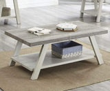 Athens Contemporary Two-Tone Wood Shelf Coffee Table in Weathered Gray and Beige T2574P164646