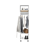 Cluster 63" Tall Wardrove One-Door Cabinet with Mirror, Three Shelves, Casters and Hanging Rod, B200P240238