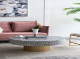 35x35x16" Unique Gray Black Ivory Capiz Coffee Table with Gold Pedestal Base W2078P154259