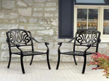 Patio Chairs Set of 2 - Stackable Outdoor Cast Aluminum Dining Chairs with Vintage Black Finish and 95547480