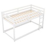 ZNTS Twin over Twin Floor Bunk Bed with Ladder , White 84319006