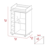 Vegas Bar Cart, Two Tier Cabinet With Glass Door, Six Cubbies For Liquor B128P176148