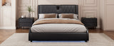 Queen Size Luxurious Faux Leather Upholstered Platform Bed with Thickened Headboard, Bluetooth N701P241047B