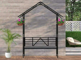 Metal Garden with Bench Turned into Flower Stand W58.07*H97.24 Climbing Plants Support Rose 04163726