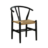 Black Wooden 2pc Side Chairs Dining Room Furniture Kitchen Dining Chair Woven Rope Seat Modern Style B011P312733