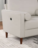 ZNTS Mid-Century Modern Off-White 1pc Chair Only Leatherette Upholstered Box Seat Cushion Seating Bolster B011P203541