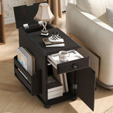 U-Can Vintage End Table Flip Top Side Table with USB Ports, One Multifunctional Drawer with cup N724P293133P