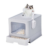 ZNTS Large Enclosed Cat Litter Box with Lid Cover, Detachable Cat Toilet with Litter Scoop & Slide Out 04861288