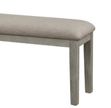 Fabric Upholstered Seat 1pc Bench Wire Brushed Light Gray Finish Wooden Frame Dining Room Furniture B011104624