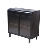 Modern Sideboard Buffet Cabinet with Tempered Figured Glass Doors, Flip Top, Inner Shelves, Metal W3122P272901