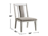 Set of 2 Upholstered Side Chairs in Weathered White and Warm Gray Finish B016P156291