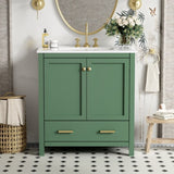 30 Inch Green Bathroom Vanity with Single Sink, Combination Under Counter Sink, Bathroom Storage N729P170521F