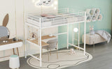 ZNTS Twin Metal Loft Bed with Desk and Metal Grid,White 23730514