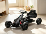 Black Kids Pedal Go Kart, Adjustable Seat, Durable Swing Axle, Safe Outdoor Ride-On Toy 03511045