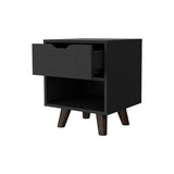 Black 1-Open Storage Shelf Nightstand B062P175114