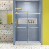 Bypass shower door, sliding door,soft close system, with 5/16" tempered glass and Brushed Gold W2122P225213