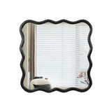 Solid Wood Wavy Square Mirror-Black 36" x 36" Modern Mirror Wall Decor for Bathroom, Bedroom, Living W1445P189617