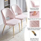 Pink Velvet Dining Chairs with Metal Legs and Hollow Back Upholstered Dining Chairs Set of 4 W1164P188252