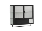 23.62"Glass Doors Modern Two-door Wall Cabinet with Featuring Two-tier Enclosed Storage, an Open W757143036