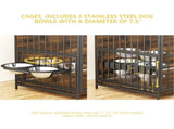Furniture Style Large Dog Crate with 360&deg & Adjustable Raised Feeder for Dogs 48" T3210P294078