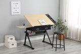 adjustable drawing drafting table desk with 2 drawers for home office and school with stool W347P151532