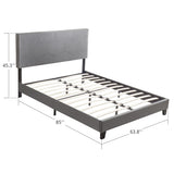 Queen Size Upholstered Platform Bed Frame ,Wood Slat Support, Easy Assembly,Grey W311110547
