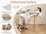 6-in-1 Convertible Baby High Chair, Beech Wood Frame 5-Point Harness for 6-36 Months 87653187