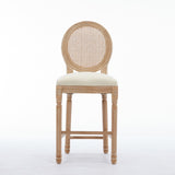 Solid Wood Bar stools Set of 2 Classic French Country Wooden Barstools with Upholstered Seating W1622P221400