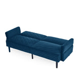 ZNTS Velvet Futon Couch Convertible Folding Sofa Bed Tufted Couch with Adjustable Armrests for Apartment W1413P147475