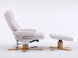Beige Fabric Upholstered Heated Massage 360&deg Swivel Accent Chair, Chair with ottoman, Ergonomic W3248P464442
