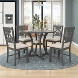 5-Piece Round Dining Table and Set with Special-shaped Legs and an Exquisitely Designed Hollow 25692411