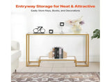2-Tier Glass Console Table, Modern Rectangular Side Table with Tempered Glass Surface and Iron 85052734