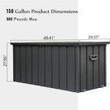 ZNTS 150 Gallon Outdoor Storage Deck Box Waterproof, Large Patio Storage Bin for Outside Cushions, Throw W1859131833