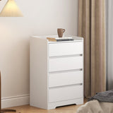 4 Drawer Dresser, Chest of Drawers Without Handle, White Dresser for Bedroom 100% Waterproof, Modern W132166400