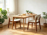 MidCentury Modern Dining Chairs Set of 2, Solid Rubber Wood Dining Side Chairs with Cream White PU W5599P547504